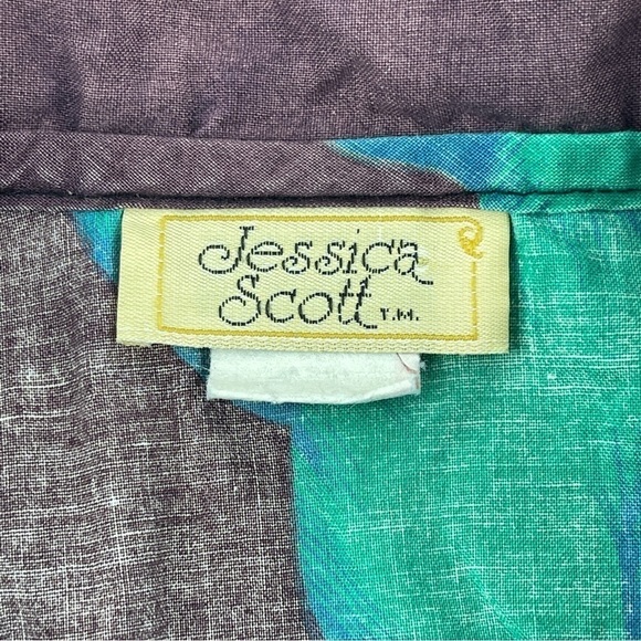 Jessica Scott Button Up Shirt Womens Black Green Floral - Picture 2 of 10